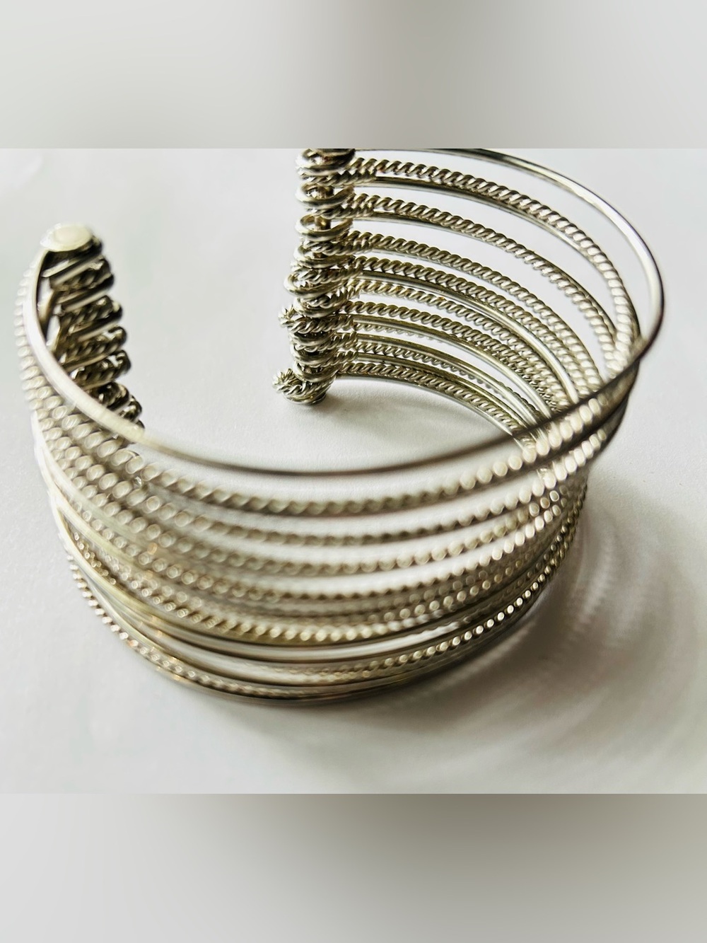 Twisted Silver Tone Nail Bracelet